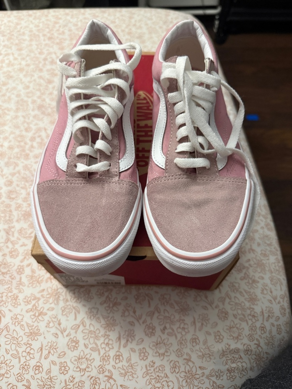 Vans Pink and White Old Skool Low Top Sneakers